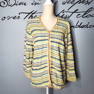 Vintage Talbots Multicolor Striped Knit Cardigan, XL